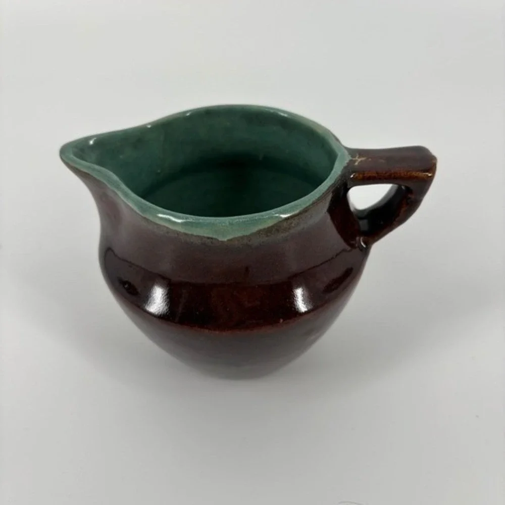 Vintage Red Wing‎ Pottery Sugar Bowl/Creamer Set Brown Teal Glaze Rustic